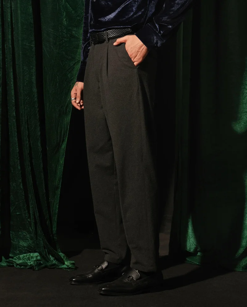 Rare Rabbit Men's Relaxed Fit Solid Trouser