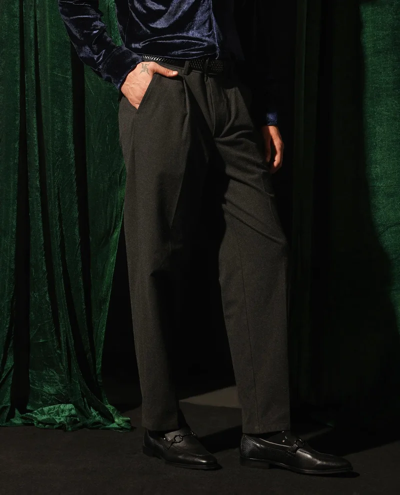 Rare Rabbit Men's Relaxed Fit Solid Trouser