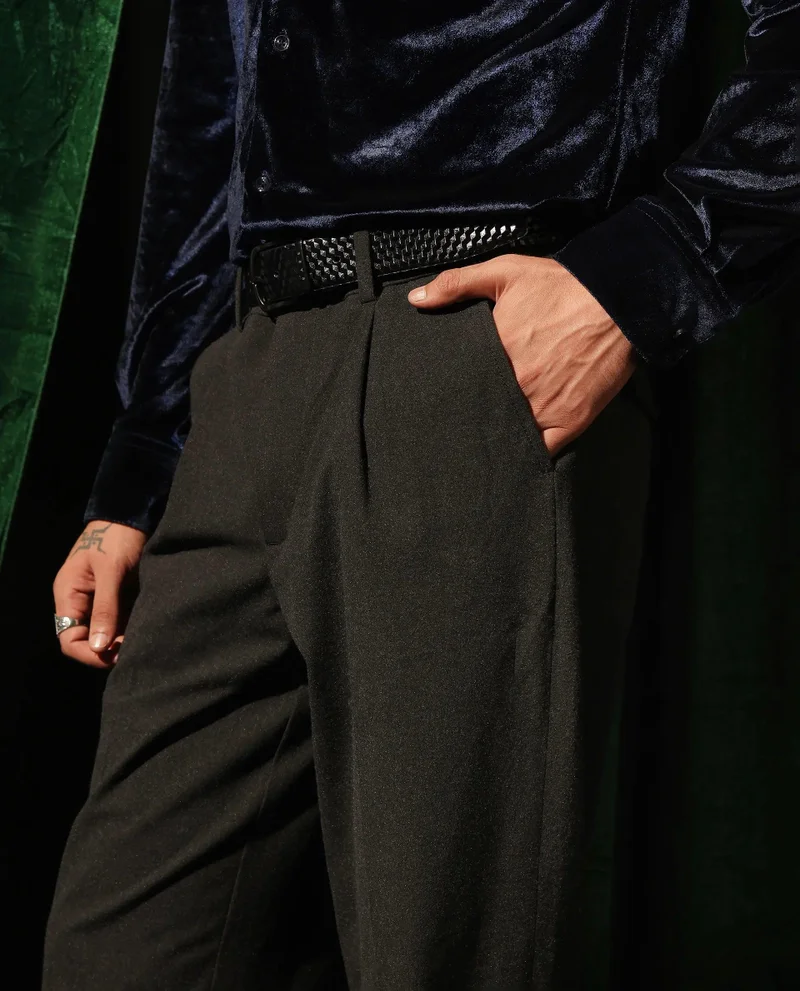Rare Rabbit Men's Relaxed Fit Solid Trouser