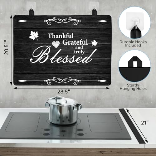 PAHTTO Stove Top Cover for Electric Stove (28.5”x 20.5”), Heat Resistant Glass Cooktop Cover, Multipurpose Stove/Counter/Washer Top Protector, Dishwasher Safe Natural Rubber (Thankful) - Image 3