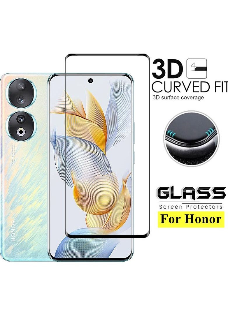 Honor 90 Screen Protector Full Glue Edge-to-edge Curved Tempered Glass Fingerprint Compatible Anti Scratch for Honor 90