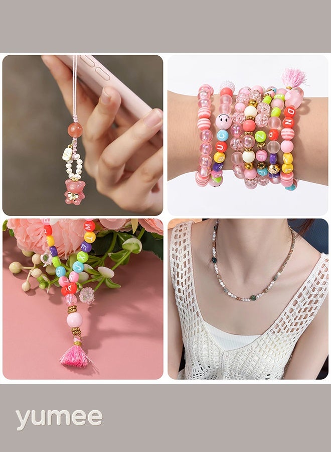 yumee Bracelet Making Kit for Girls - 229 PCS DIY Jewelry Craft Set with Beads, Charms and Threads - Pink - Image 5