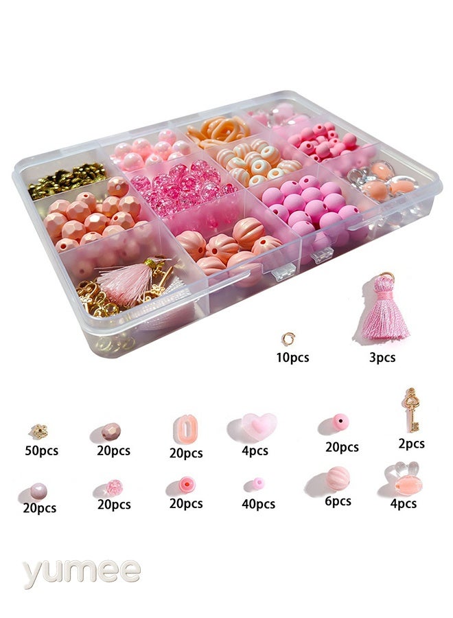 yumee Bracelet Making Kit for Girls - 229 PCS DIY Jewelry Craft Set with Beads, Charms and Threads - Pink - Image 3