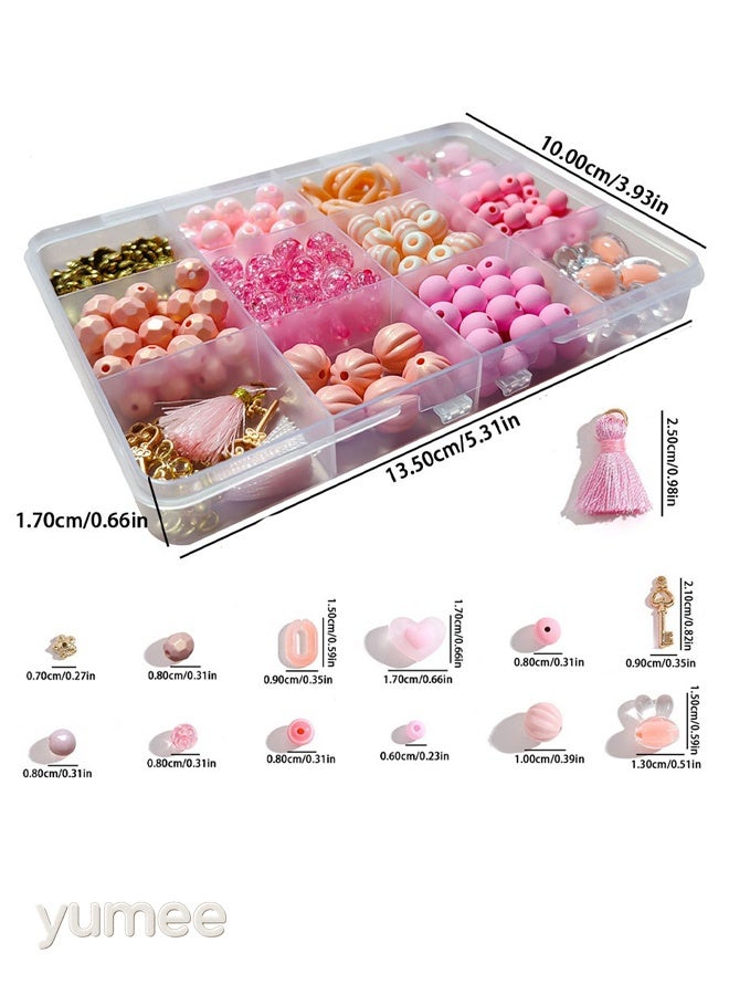 yumee Bracelet Making Kit for Girls - 229 PCS DIY Jewelry Craft Set with Beads, Charms and Threads - Pink - Image 2