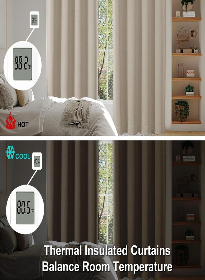 Simplebrand Ava Biscotti Beige Blackout Curtains for Bedroom 72 Inch Length 2 Panels Set, Privacy Thermal Insulated Rod Pocket Door Window Curtains for Patio French Front Door, W40 x L72 Inch - Image 5