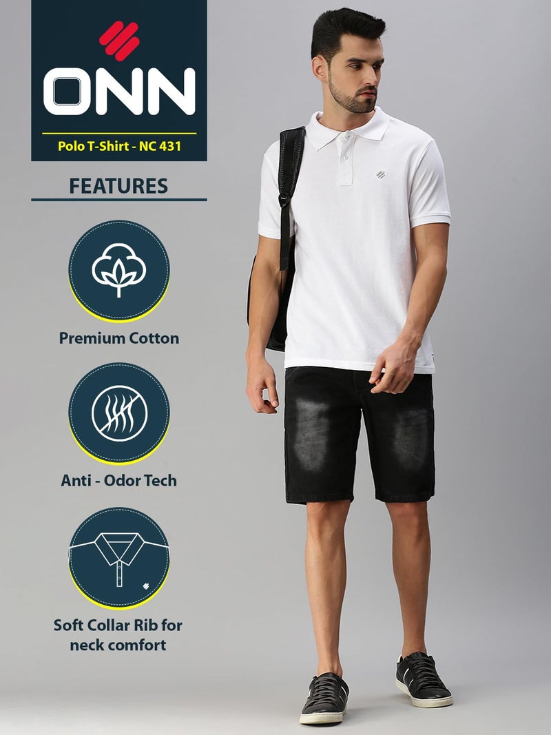 ONN Men's White Half Sleeves Polo Collar T-Shirt (Size : XX-Large) - Image 2