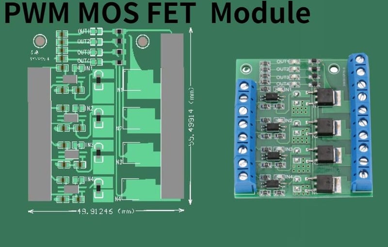 klarako Mosfet Board, 3-20V to 3.7-27VDC PLC Amplifier Circuit Board Driver Module 4-Channel PWM MOS FET Module Bulb, LED Strip, DC Motor - Image 2