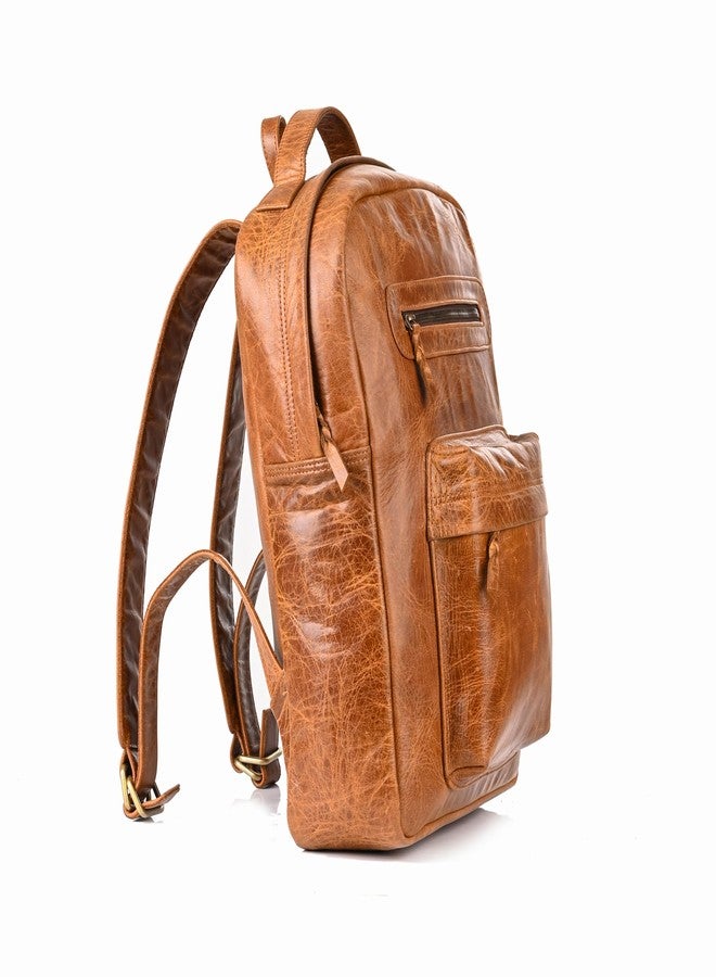 leather Bag for men with Laptop Compartment | Men's Rucksack | Hiking Bag - Brown - Image 2