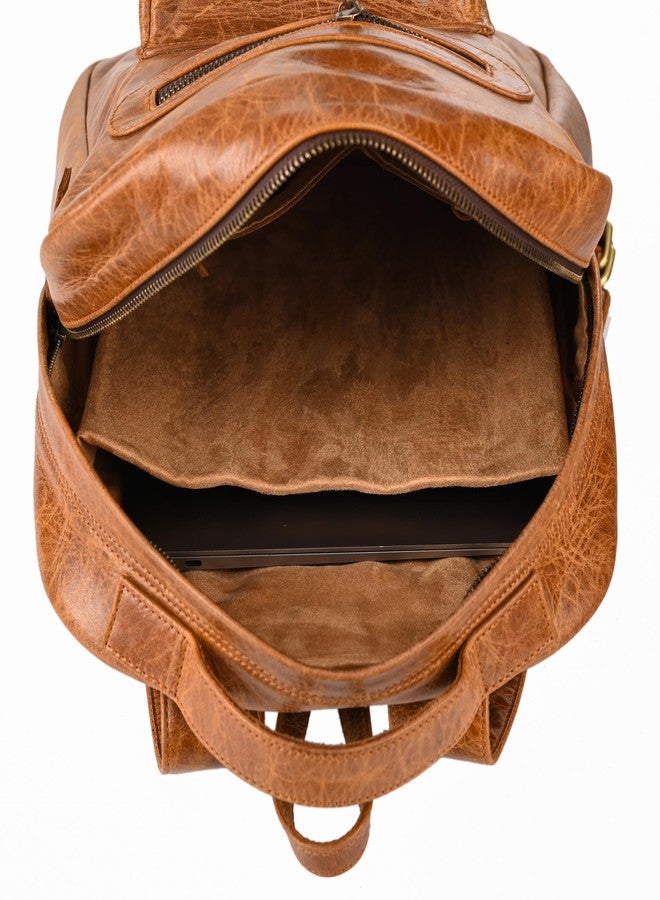 leather Bag for men with Laptop Compartment | Men's Rucksack | Hiking Bag - Brown - Image 4