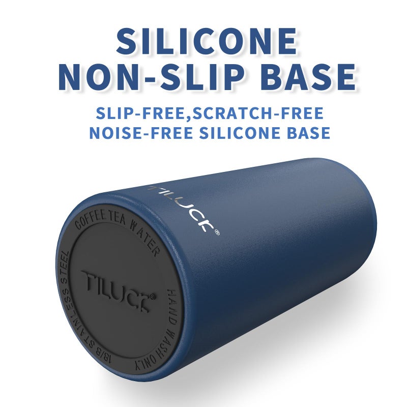 TILUCK Skinny Can Cooler for Slim Beer & Hard Seltzer, Stainless Steel, Doucle-Walled Stainless Steel Insulated Slim Cans, Standard 12 oz (Frosted Navy) - Image 4