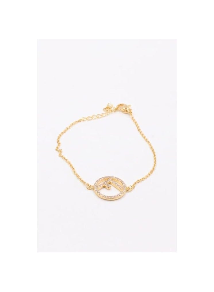 بونكا سوار ذهبي أنيق على شكل حرف F مرصع بالزريكون للنساء من بونكا - Image 2