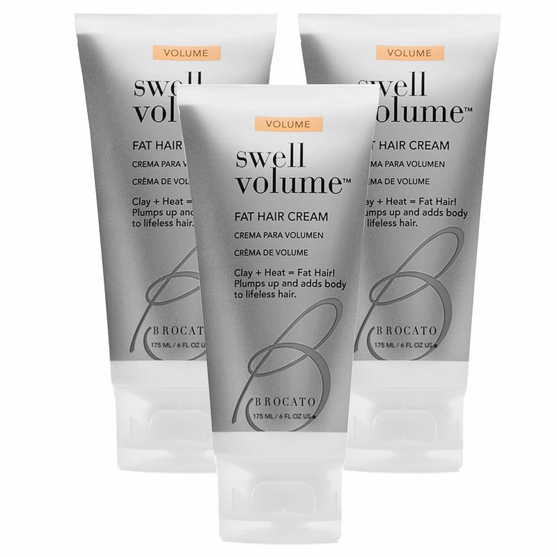 Brocato Swell Volume Hair Cream 3 Pack 6 Oz Volumizing  Thickening Cream for Men  Women  Heat Activated Fat Hair Volumizer Cream Shapes  Adds Thickness to Thin Hair  Clay Formulated