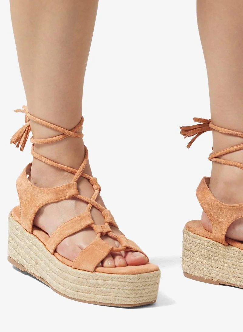 GLAMOROUS  Lace-Up Espadrille Wedge Sandals for Women | Best Price UAE