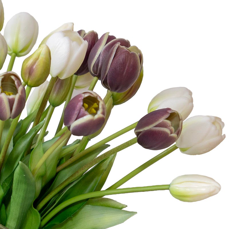 DUYONE 40pcs Artificial Tulips Flowers, Latex Bouquet,Fake Tulips for Office Wedding Party Home Kitchen Garden Decoration-B 40pcs,Dark Plum Set - Image 5