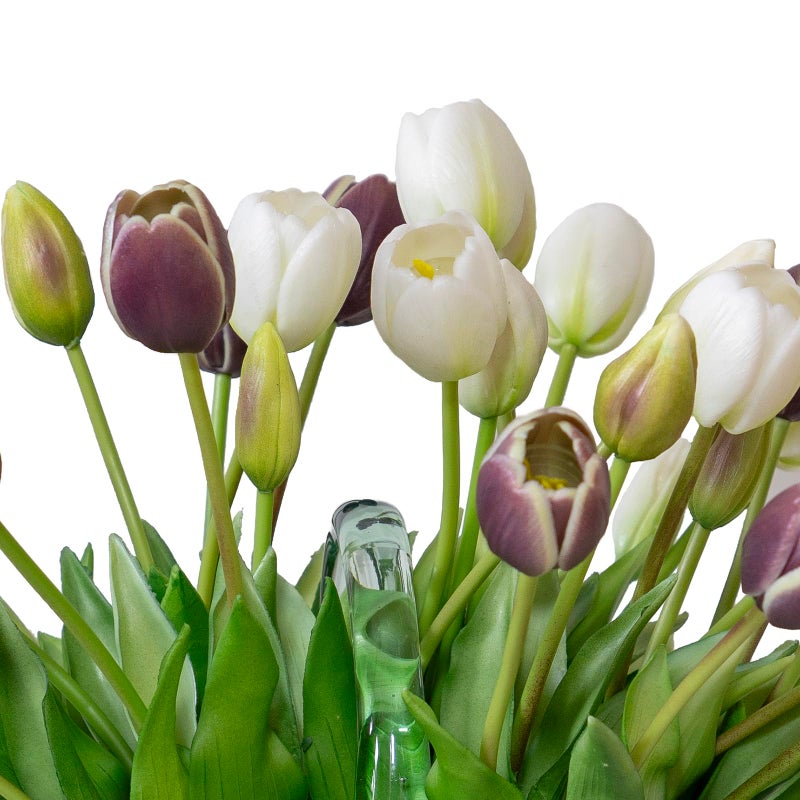 DUYONE 40pcs Artificial Tulips Flowers, Latex Bouquet,Fake Tulips for Office Wedding Party Home Kitchen Garden Decoration-B 40pcs,Dark Plum Set - Image 4