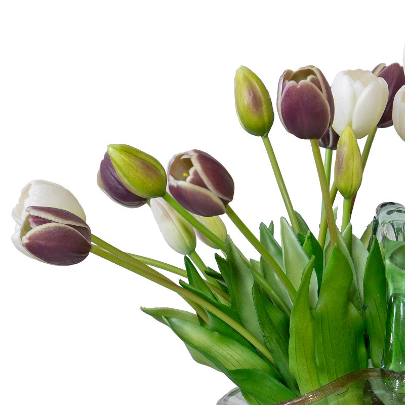 DUYONE 40pcs Artificial Tulips Flowers, Latex Bouquet,Fake Tulips for Office Wedding Party Home Kitchen Garden Decoration-B 40pcs,Dark Plum Set - Image 3