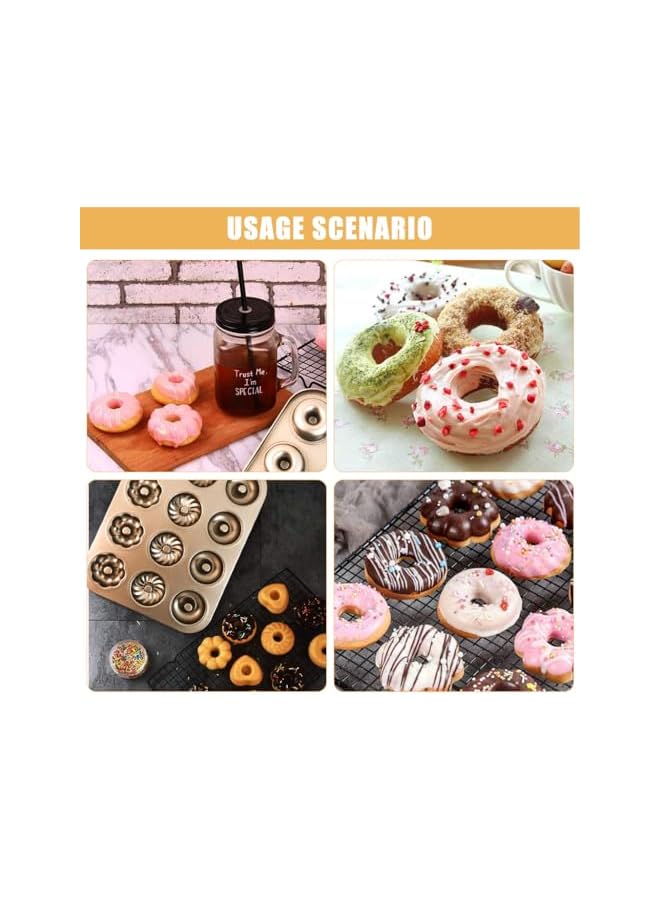 S-TOP 1Pc Donut Mold Cake Pan, 12-Cavity Non-stick Donut Baking Cake Pan Carbon Steel Donut Molds, Non-stick Flower Heart Shaped Bund Pans Pattern Doughnut Bakeware for Oven Baking - Image 3