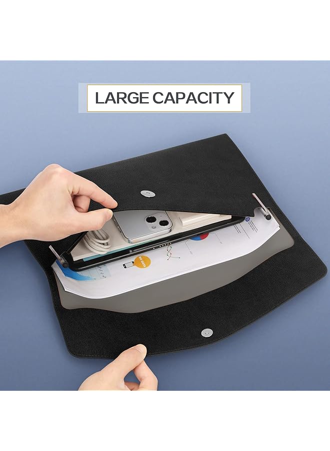 erorex Document File Folder Waterproof Thin Pu Leather A4 Folder Expanding File Organizer Portfolio Storage Case With Snap Closure Letter Size Envelope File Folder For Receipt Contract Pad - Image 3