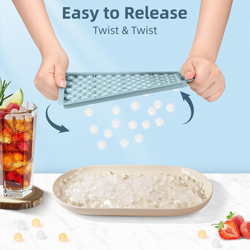 WIBIMEN Mini Ice Cube Trays, 0.55” Tiny Pebble Ice for Iced Coffee & Cocktails, Fast Chill, Easy Twist Release, Stackable (1 Pack, Blue) - Image 2