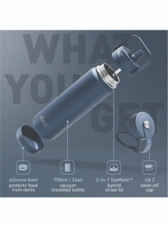 BEOLA Insulated Thermos Water Bottle With Straw Lid and Wide Mouth - 750ml, Sailor Blue  - Image 2