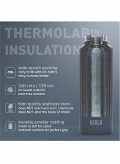 BEOLA Insulated Thermos Water Bottle With Straw Lid and Wide Mouth - 750ml, Sailor Blue  - Image 4