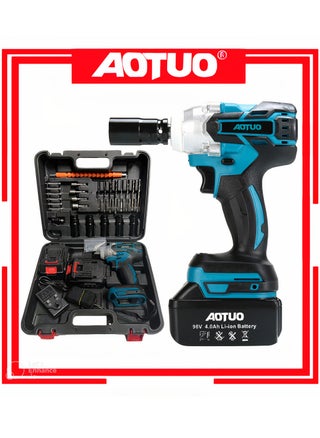 The key to power! AOTUO power tools, 98V Upgrade brushless lithium-ion impact wrench set, high torque performance, Equipped with two 4.0ah batteries， instantly improve your work efficiency - pzsku/Z36E6C3C710967234C7DDZ/45/1746620165/fd3012bf-317a-419a-a0f5-70f6702b6989