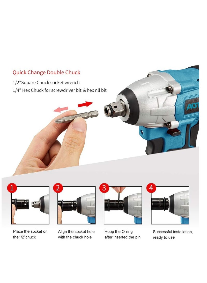 AOTUO The key to power! AOTUO power tools, 98V Upgrade brushless lithium-ion impact wrench set, high torque performance, Equipped with two 4.0ah batteries， instantly improve your work efficiency  - Image 5
