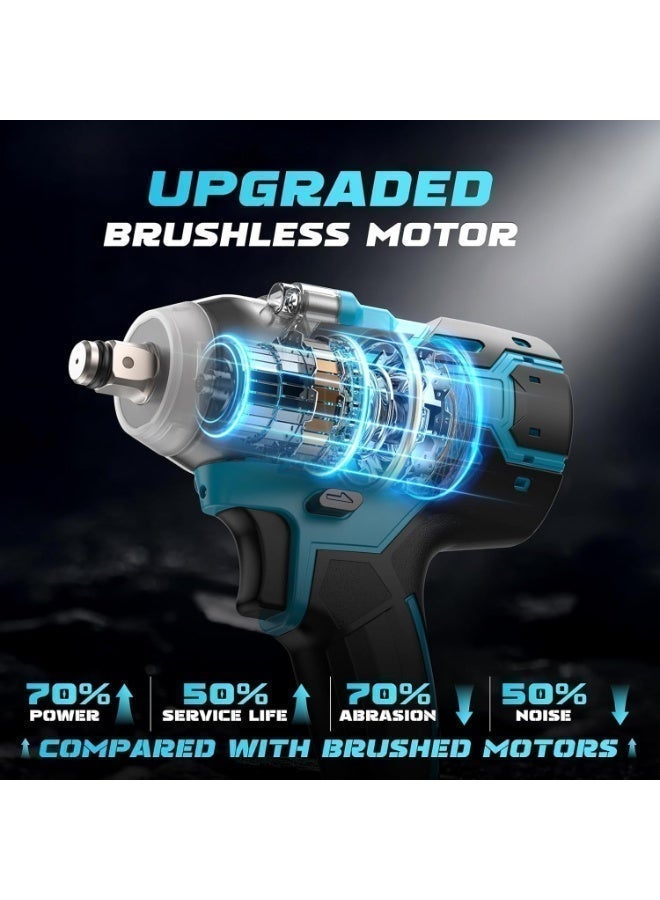 AOTUO Upgraded Fast Charger Impact Wrench Set – The Key to Power! AOTUO Power Tools, 98V Brushless Lithium-Ion Impact Wrench, High Torque Performance, Equipped with Two 4.0Ah Batteries - Image 4