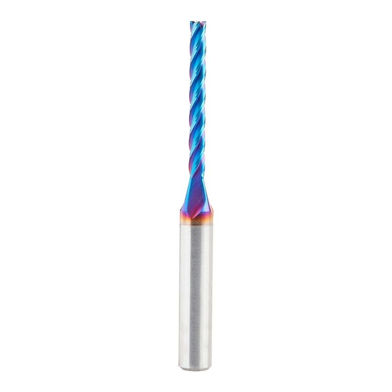 Amana Tool Up Cut Solid Carbide Spiral 2D/3D Carving Router Bit, 46292-K, Flat Bottom 0.10 Deg A x 1/8 D x 1-3/32 x 1/4 Sh x 2-Â½â€ L x 4 Flute - Image 1