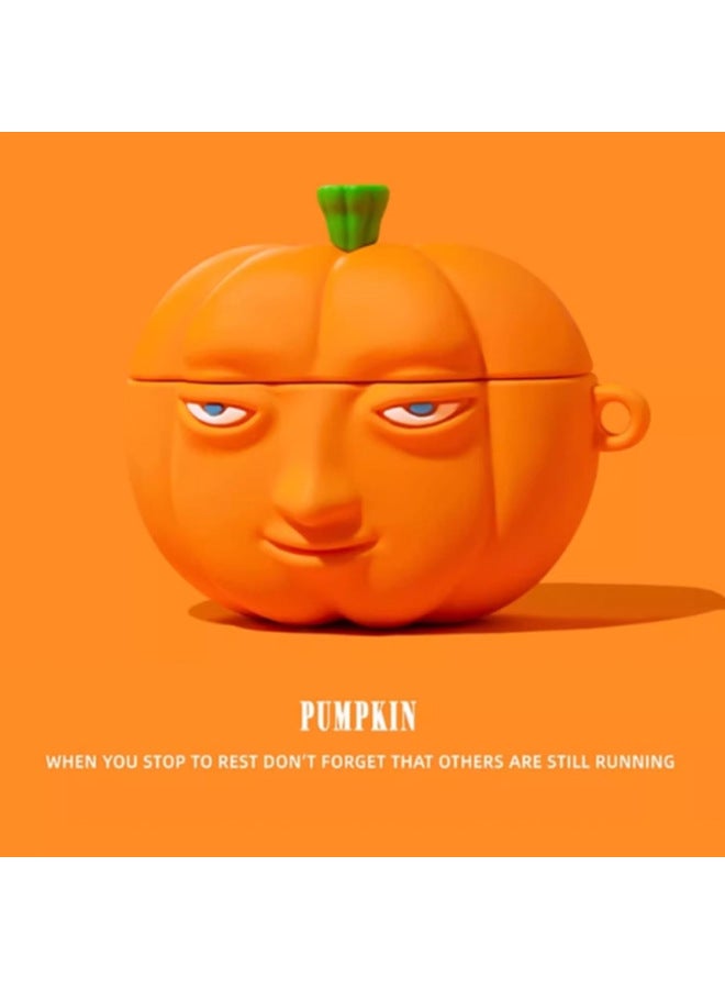 Suitable For Airpodspro2 Protective Cover 4 Generation 3 Soft Silicone Funny Pumpkin Earphones For Apple Wireless Bluetooth Soft-Color:Pumpkin Belt Pendant-Applicable Models:Airpods 1/2 Generation  - Image 2