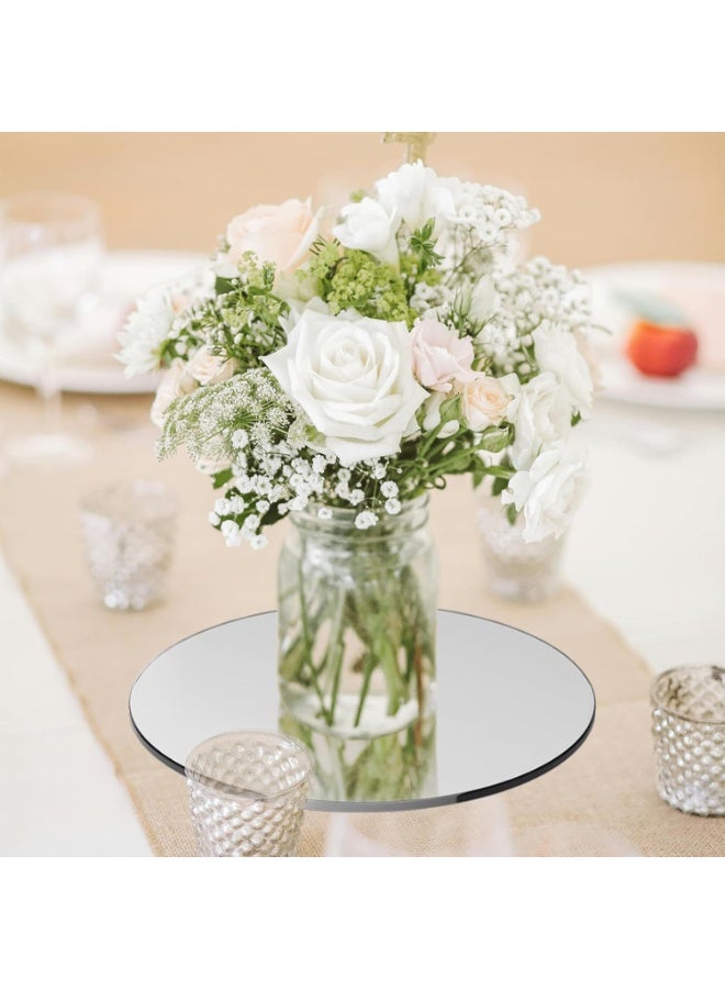 سلاسة SLASA طقم من 10 قطع من مرايا دائرية للزينة – صينية مرآة أكريليك دائرية 6 إنش – زينة طاولات الزفاف والجدران - Image 4