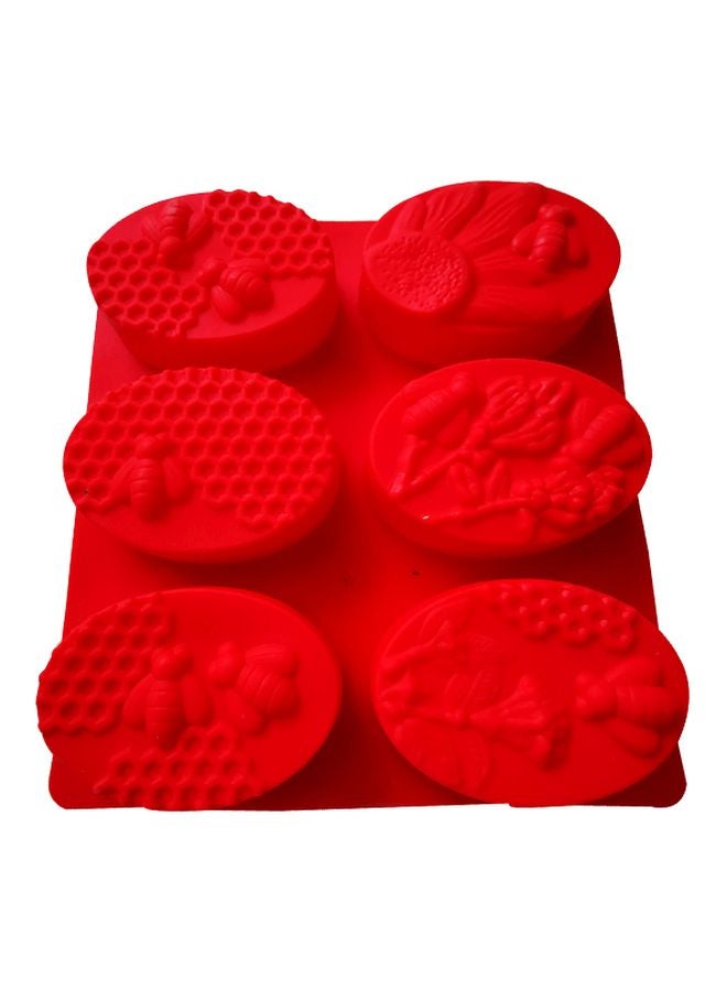 Loquat 6-Cavity 3D Bee Silicone Bakeware Mould Red 21.5x20cm - Image 1