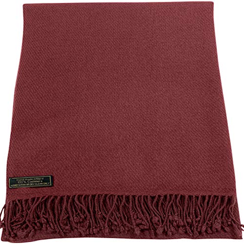 CJ Apparel Burgundy Maroon 100% Cashmere Shawl Pashmina Scarf Wrap Stole Head Wrap Hand Made in Nepal New - Image 2