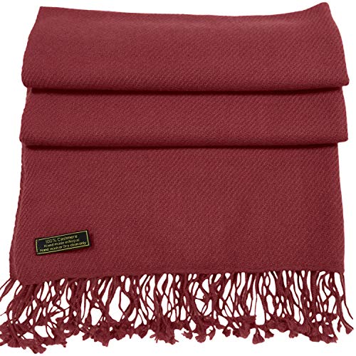 CJ Apparel Burgundy Maroon 100% Cashmere Shawl Pashmina Scarf Wrap Stole Head Wrap Hand Made in Nepal New - Image 3