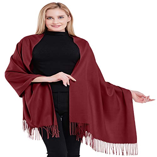CJ Apparel Burgundy Maroon 100% Cashmere Shawl Pashmina Scarf Wrap Stole Head Wrap Hand Made in Nepal New - Image 1