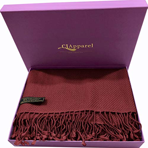 CJ Apparel Burgundy Maroon 100% Cashmere Shawl Pashmina Scarf Wrap Stole Head Wrap Hand Made in Nepal New - Image 5