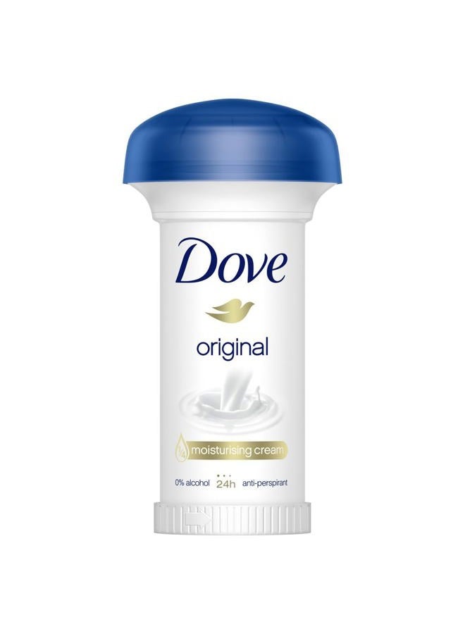 Dove مزيل عرق رول أون للنساء، لحماية لمدة 24 ساعة، أصلي، خالي من الكحول مع ¼ كريم مرطب، 50 مل - Image 1