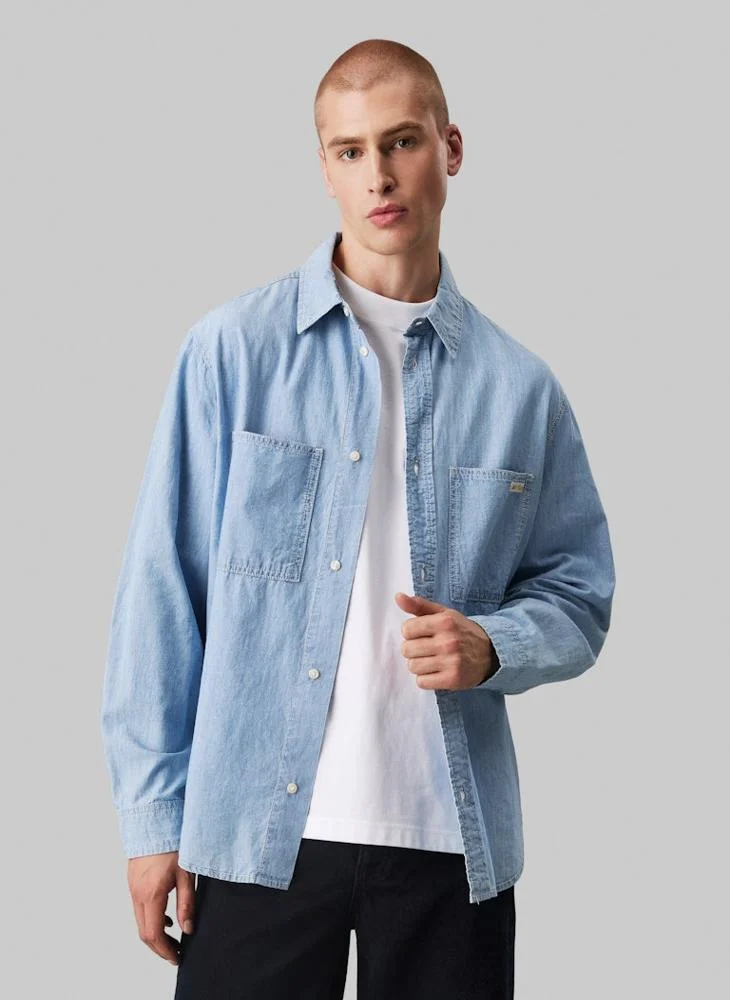 كالفن كلاين جينز Regular Fit Pocket Detail Chambray Shirt