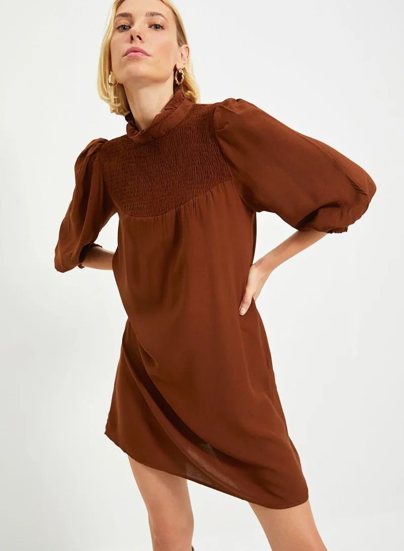 trendyol Balloon Sleeve High Neck Dress