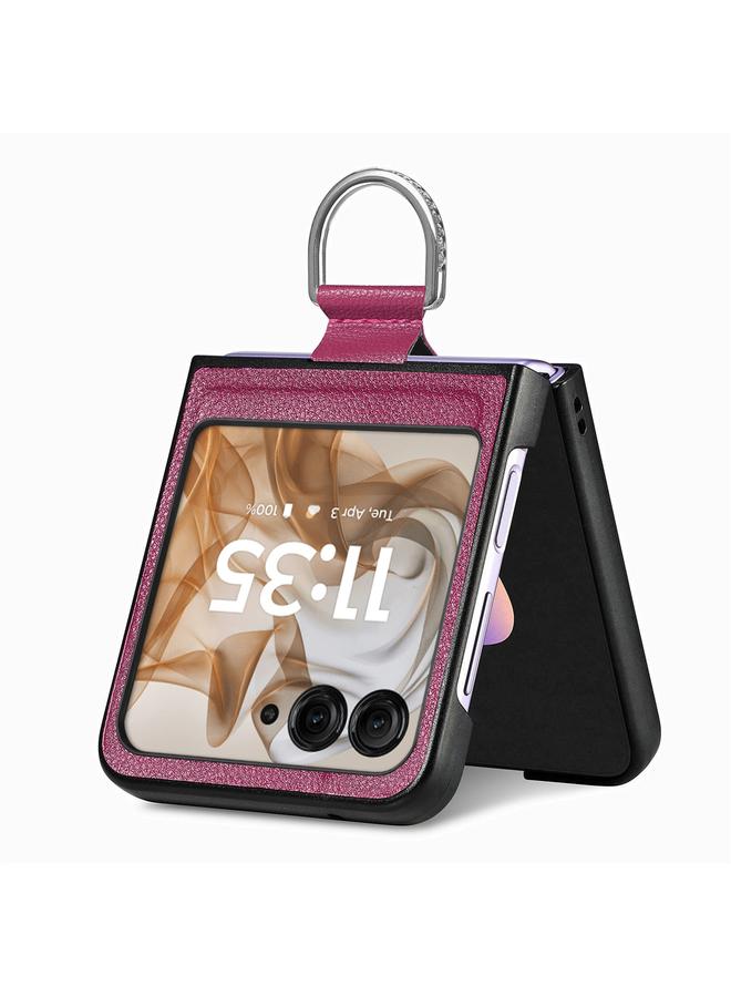 S-TOP Case For Motorola Razr 50 Litchi Texture Leather Ring Fold Phone Case - Image 3