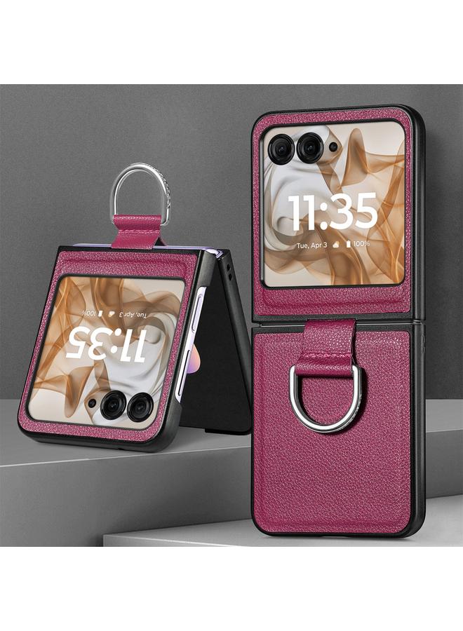 S-TOP Case For Motorola Razr 50 Litchi Texture Leather Ring Fold Phone Case - Image 2