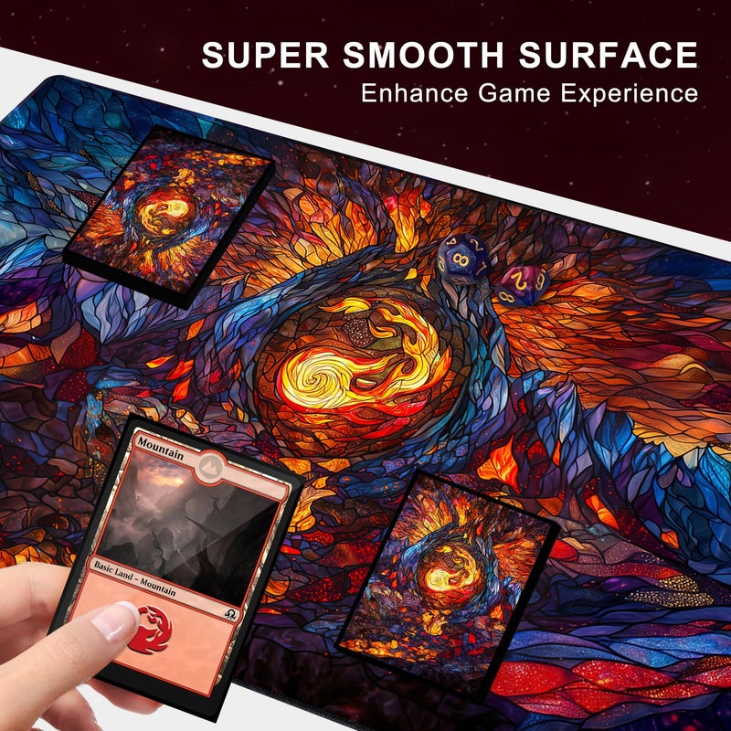 Katomula MTG Playmat, TCG Card Game Playmat, Stitched Edge, Non-Slip Rubber Bottom - 24 x 14 inch - Mountain - Image 3