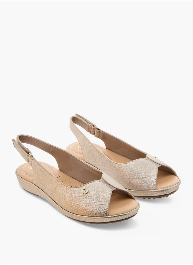 Le Confort Textured Open Toe Slingback Sandals