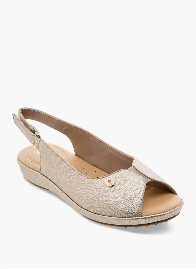 Le Confort Textured Open Toe Slingback Sandals