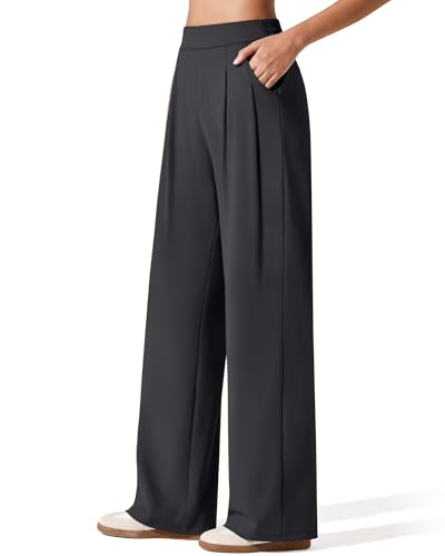G4Free Yoga Dress Pants Women Wide Leg High Waisted Work Business Casual Slack Palazzo Trousers with Pockets BlackXSPetite - Image 1