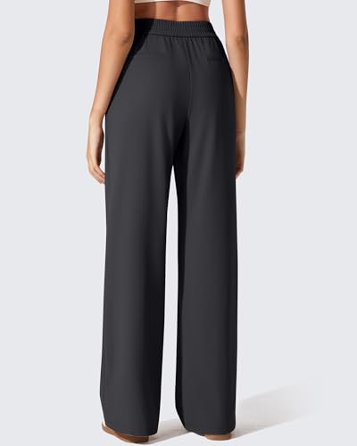 G4Free Yoga Dress Pants Women Wide Leg High Waisted Work Business Casual Slack Palazzo Trousers with Pockets BlackXSPetite - Image 3