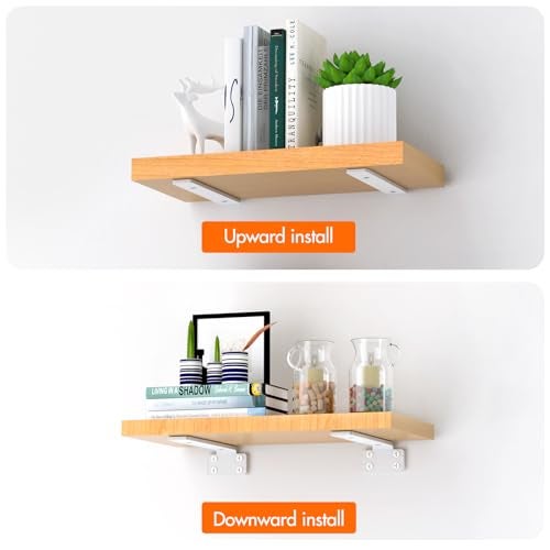 VANCASTLE Shelf Bracket, Floating Shelf Bracket 10 Inch , 6 Pack Heavy Duty Shelf Brackets, Metal Wall Shelf Brackets with 1/5 Inch Thick and Holds 160+lb, Brackets for Wood Shelves，White - Image 4