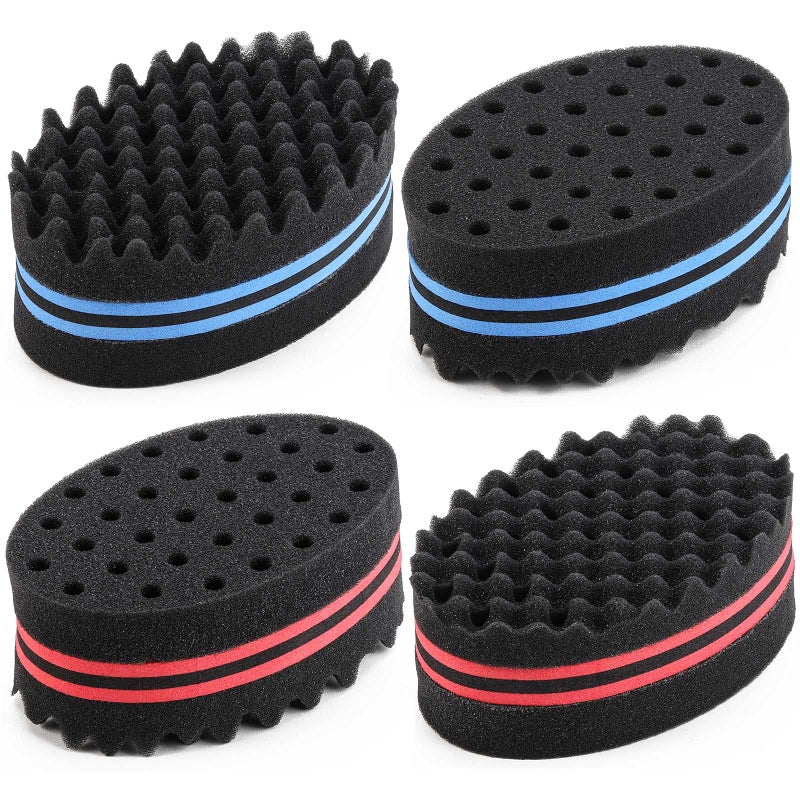 LoveBB 4 Pcs Small Holes Hair Twist Sponge, Barber Curl Sponge Brushes for Dreads Locking Afro Curl Coil Comb Care Tool - Image 1