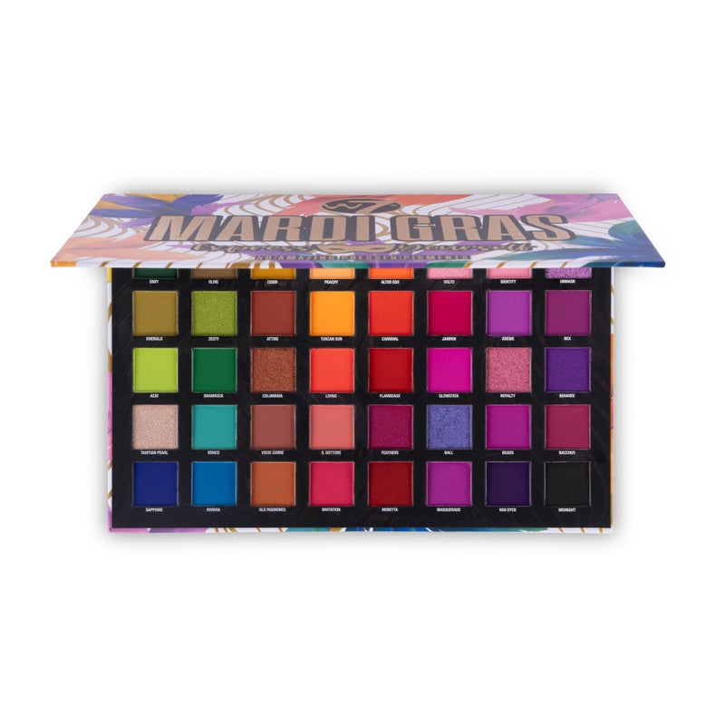W7 Mardi Gras Pressed Pigment Palette - 40 High Impact Party Colors - Flawless Long-Lasting Bold Makeup - Image 1
