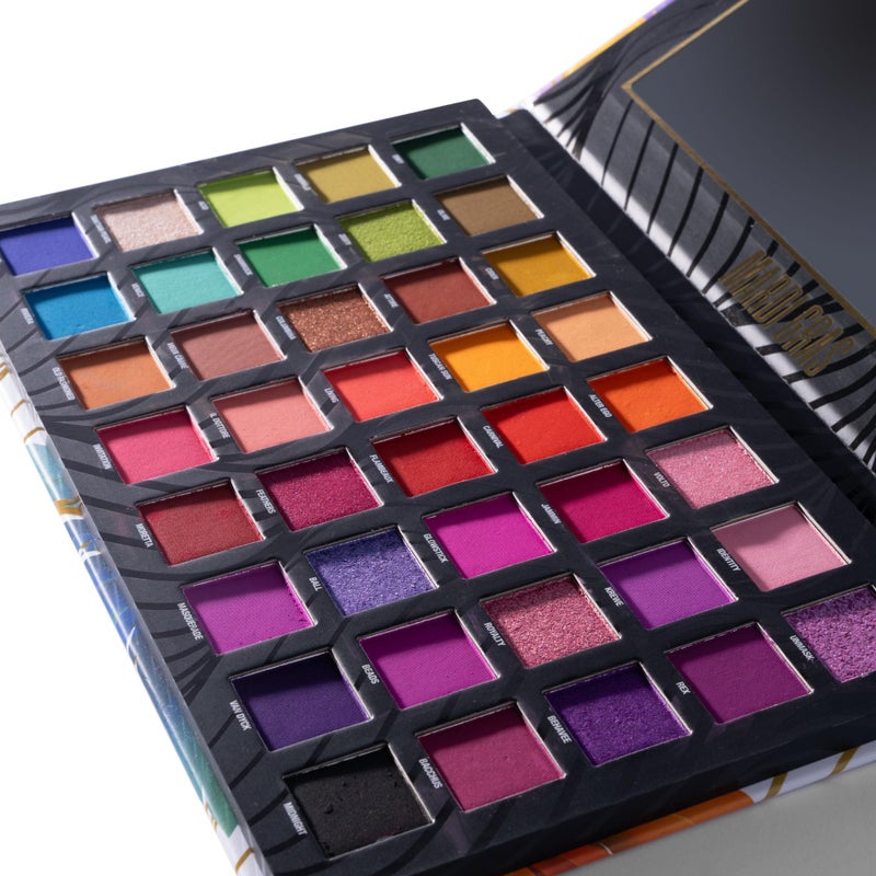 W7 Mardi Gras Pressed Pigment Palette - 40 High Impact Party Colors - Flawless Long-Lasting Bold Makeup - Image 2